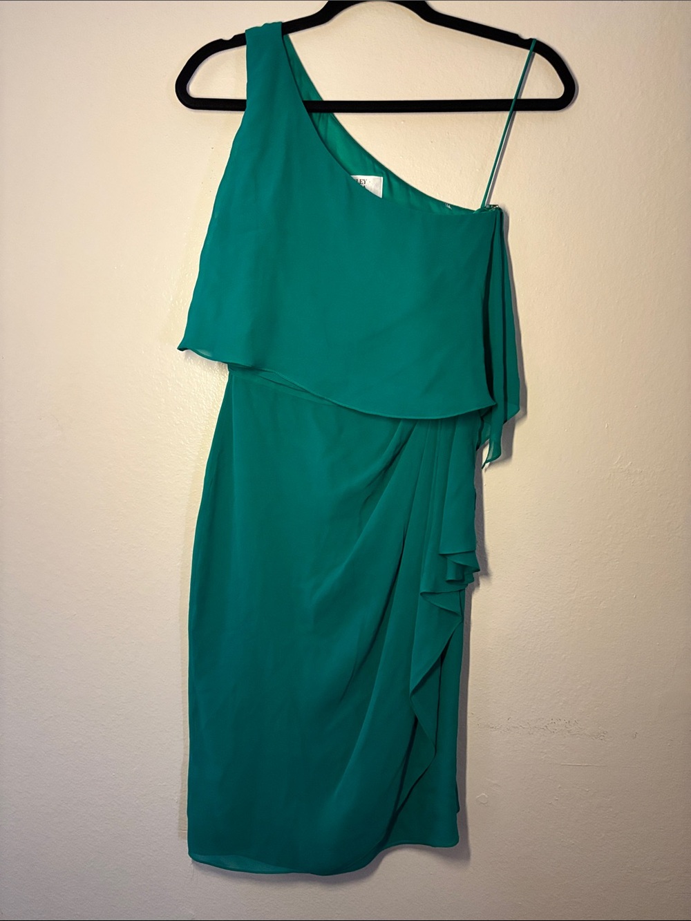 Badgley Mischa One-Shoulder Teal Cocktail Dress